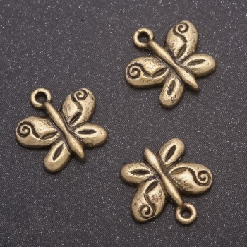 Zawieszka Motyl z brązu, średnica 13×13 mm, otwór 1,5 mm, masa 20 g, zestaw 22 szt.