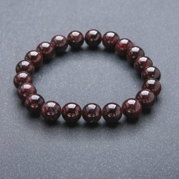 Bransoletka z naturalnego granatu, gładkie kulki, średnica 10 mm +/-, długość 18 cm +/- (elastyczna)