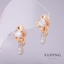 Kolczyki Xuping z białymi kamieniami 20×10 mm, pozłacane 18K