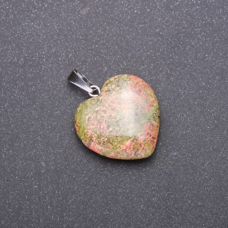 Wisiorek 'Serce' z naturalnego kamienia heliotropu 28x19x19mm (+-)