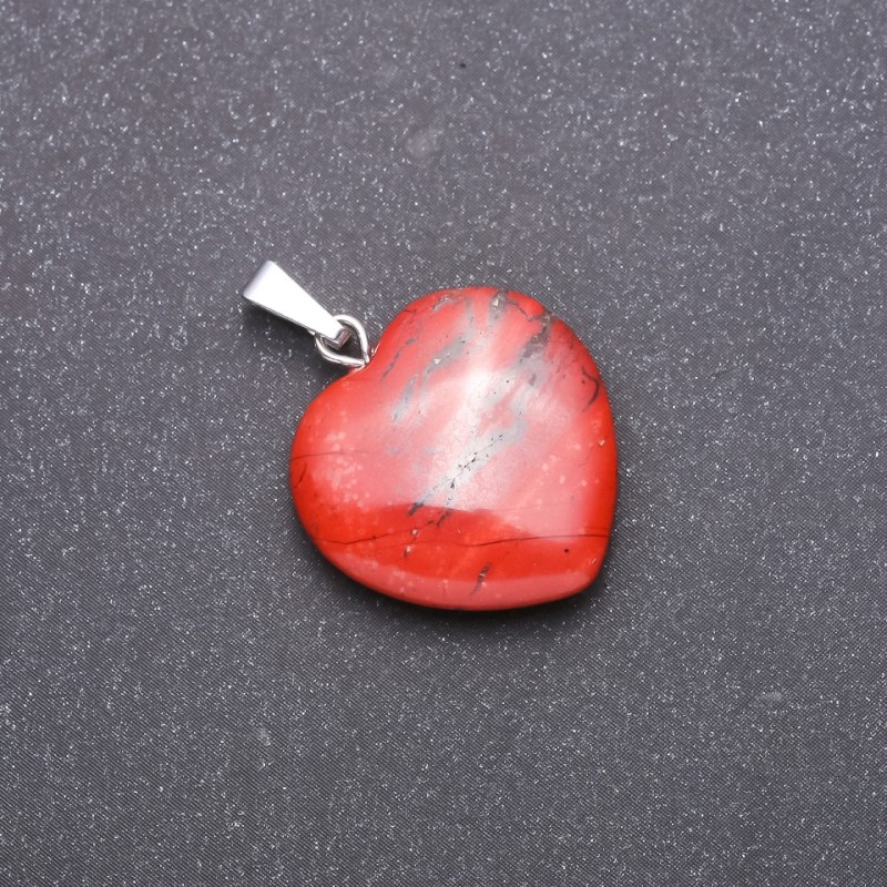 Wisiorek «Serce» z naturalnego kamienia jaspis czerwony 28x19x19 mm (+-)