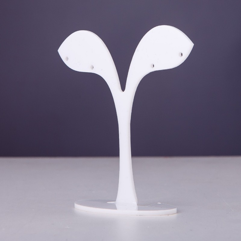 Stojak na biżuterię z białego plastiku, wysokość 7 cm, szerokość 7 cm