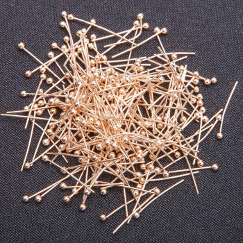 Okucia do biżuterii: szpilka z kulką, żółty metal, 40 mm