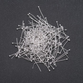 Szpilki jubilerskie z kulką na końcu ze jasnego metalu, długość 20 mm, 250 g, 5000 szt.