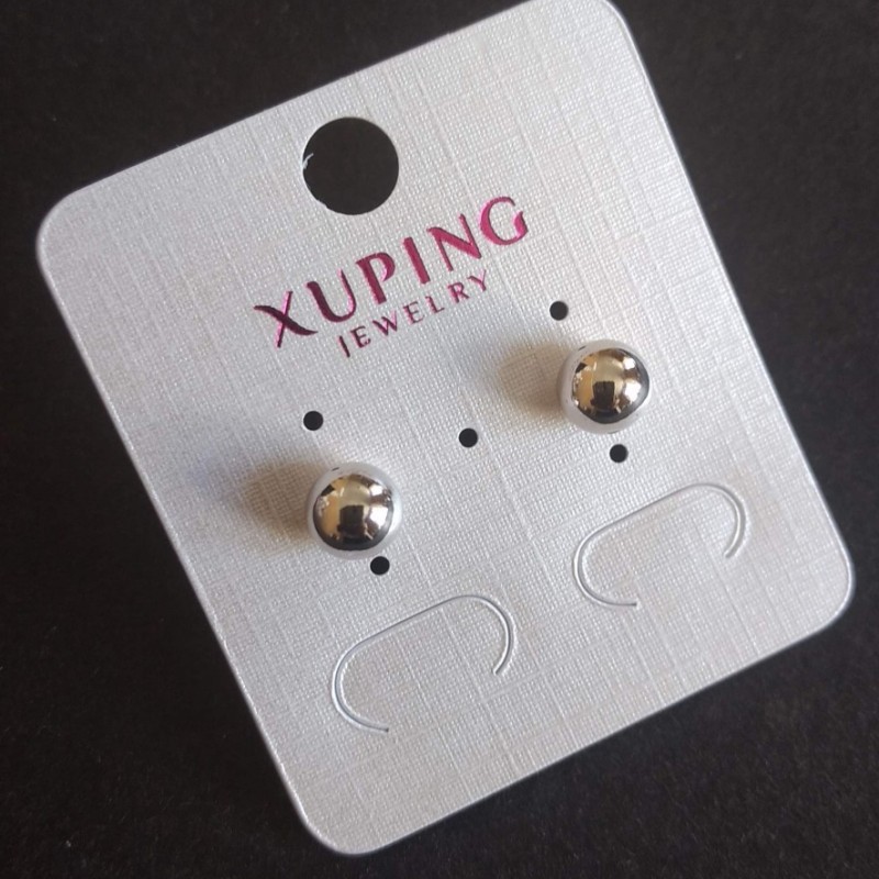 Kolczyki wkrętki Xuping – Kulka rhodiowana, 7 mm