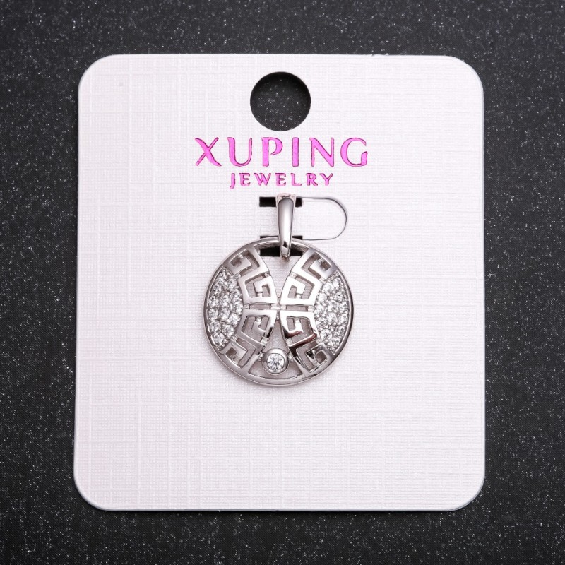 Wisiorek Xuping z białymi cyrkoniami 17×22 mm w powłoce rhodiowanej