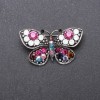 Wyprzedaż! Wyprzedaż! Broszka motyl z wielobarwnymi cyrkoniami 43×25 mm, metal szary