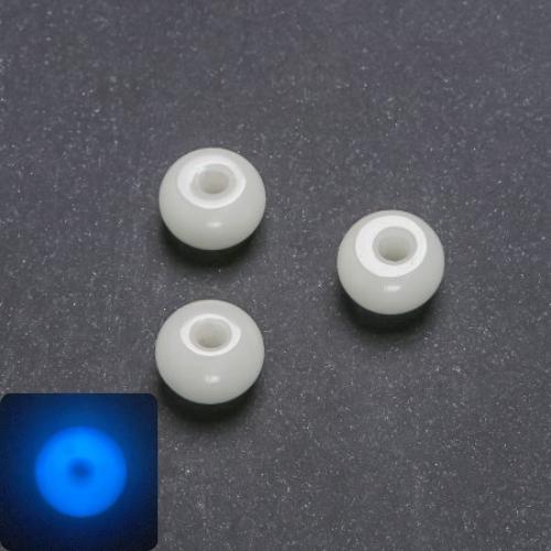 Koralik „Pandora” z niebieskim świeceniem fosforowym z naturalnego onyksu, średnica 14×8 mm, średnica wewnętrzna 5 mm