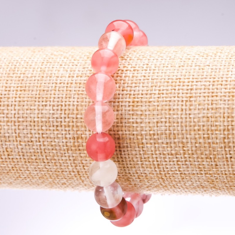 Bransoletka z chalcedonu, gładka kulka, średnica 10 mm, długość 18 cm