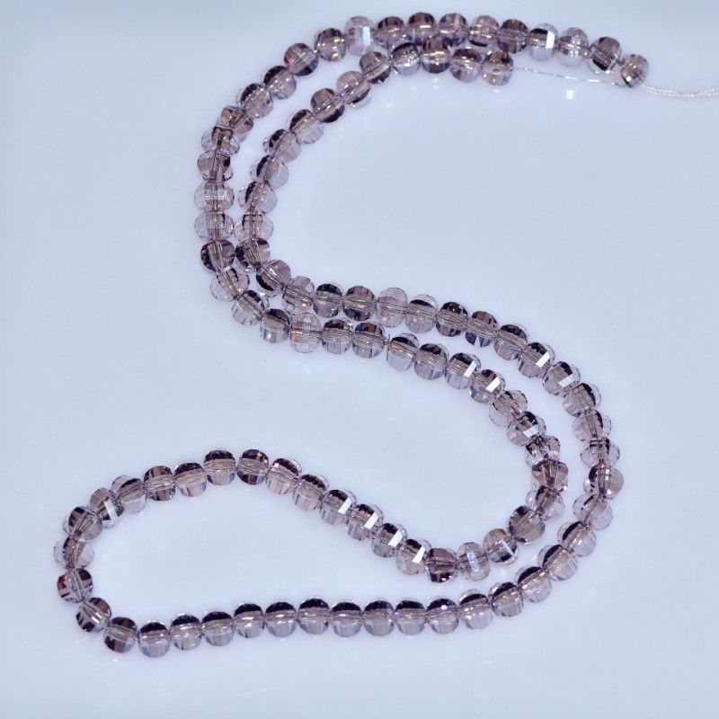Kryształowe koraliki w stylu Swarovskiego, jasny fiołkowy, fasetowana kulka o średnicy 5×4 mm, na nitce o długości 48 cm