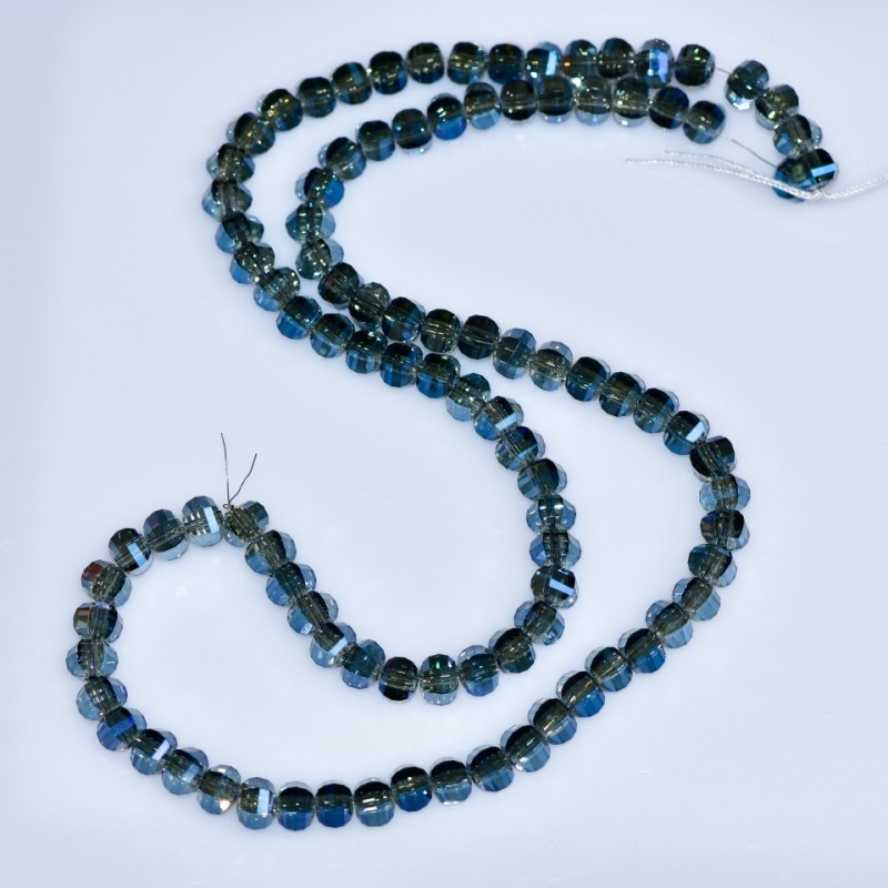 Kryształowe koraliki Swarovski, szare fasetowane kulki o średnicy 5×4 mm, nawleczone na nić o długości 48 cm