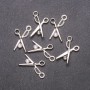 Zawieszka do biżuterii 'Nożyczki', średnica 13 mm, długość 23 mm, biały metal, opakowanie 6 szt.