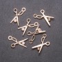Zawieszka „Nożyczki”, średnica 13 mm, długość 23 mm, żółty metal, opakowanie 6 szt.