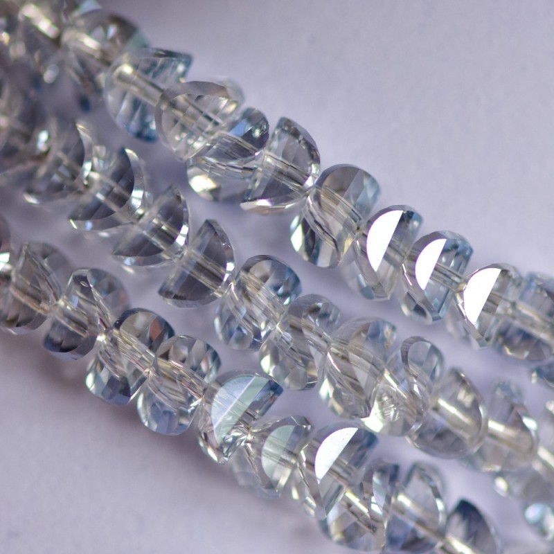 Kryształowe koraliki w stylu Swarovskiego, przejrzyste i bezbarwne, średnica 6×4 mm, na nitce, długość 50 cm