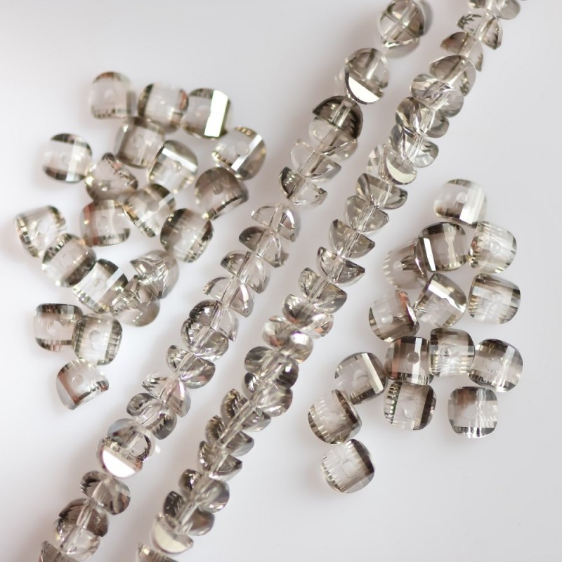 Kryształowe koraliki w stylu Swarovskiego, srebrzystoszare z powłoką, średnica 2,5×4 mm, nawleczone na nić o długości 48 cm