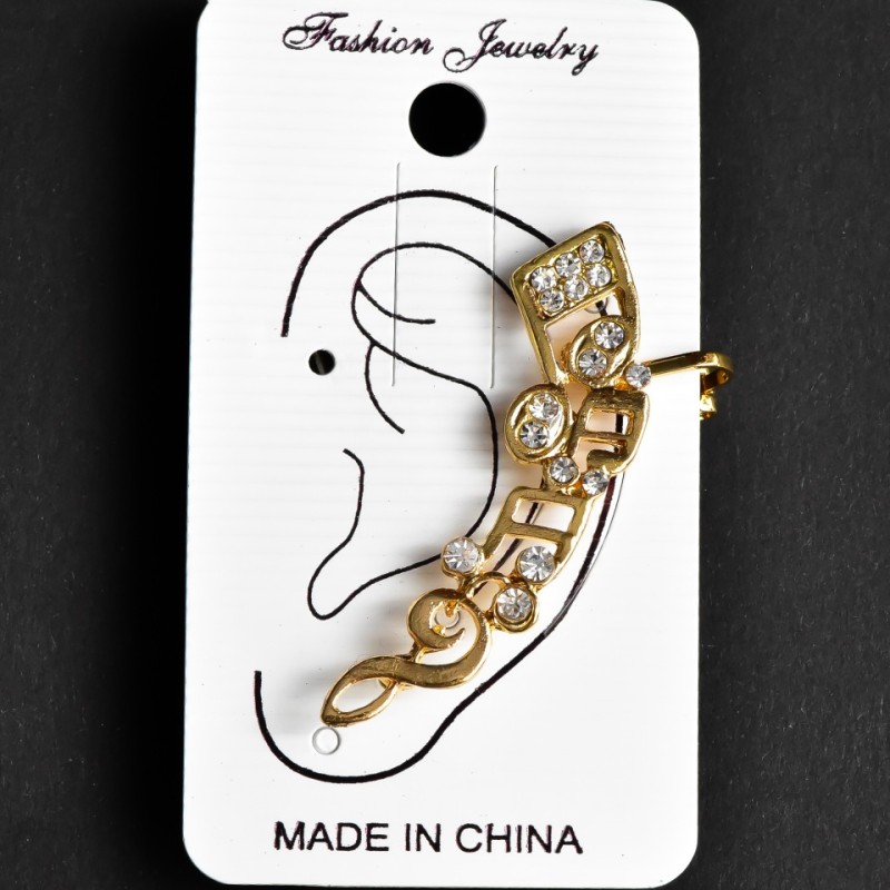 Klips do uszu z żółtego metalu, długość 40 mm