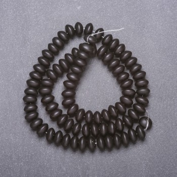 Koraliki szungitu na nici (sztuczny) gładkie w formie rondelu, średnica 8×5 mm, długość 38 cm