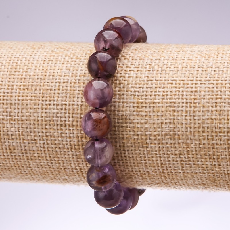Bransoletka z naturalnego kamienia ametrynu, gładka kulka, średnica 10 mm