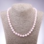 Naszyjnik z naturalnego kamienia – różowy kwarc, gładkie kuleczki, średnica 8 mm, długość 45 cm