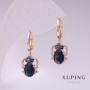 Kolczyki Xuping «Pajączki» pozłacane 18K z niebieskimi kamieniami i białymi kryształami 25x10 mm