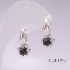 Kolczyki Xuping rodowane z czarnymi kamieniami 21×10 mm