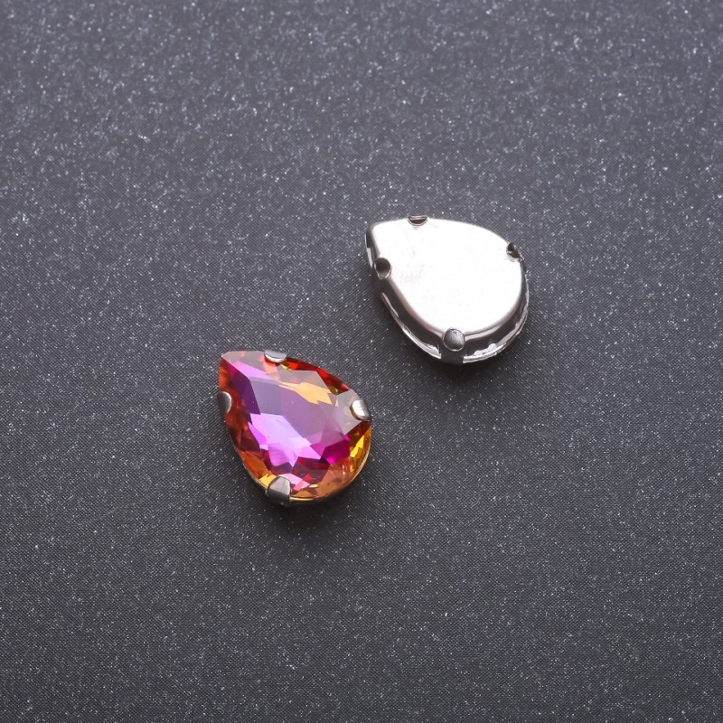 Cena za opakowanie /10 szt. Kryształ do przyszycia w czapie, kropla 10×14 mm, pomarańczowo-malinowy