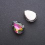 Cena za opakowanie / 10 szt. Przyszywany kryształ w kropli 13×18 mm zielono-różowy