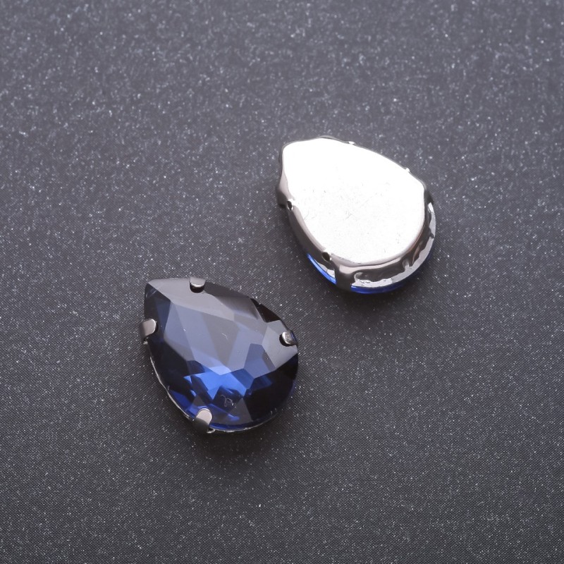 Cena za opakowanie / 10 szt. Przyszywany kryształ w czapie Kropla 13×18 mm niebieski