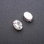 Cena za opakowanie / 10 szt. Naszywany kryształ w czapie, owalny, 10×14 mm, biały