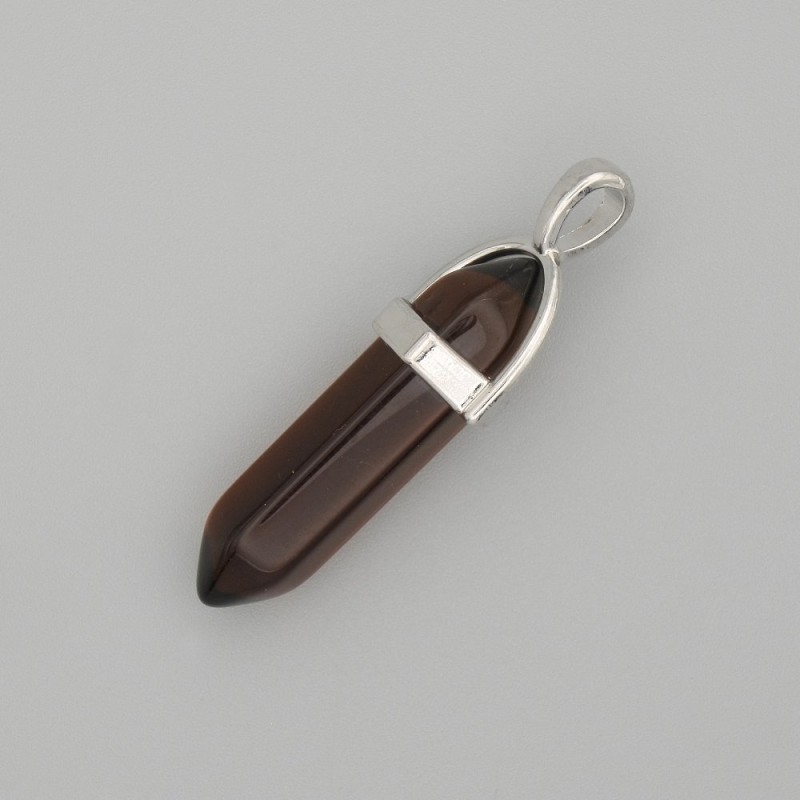 Wisiorek sześciokątny "Topaz dymny" ze szkła 8×35×40 mm