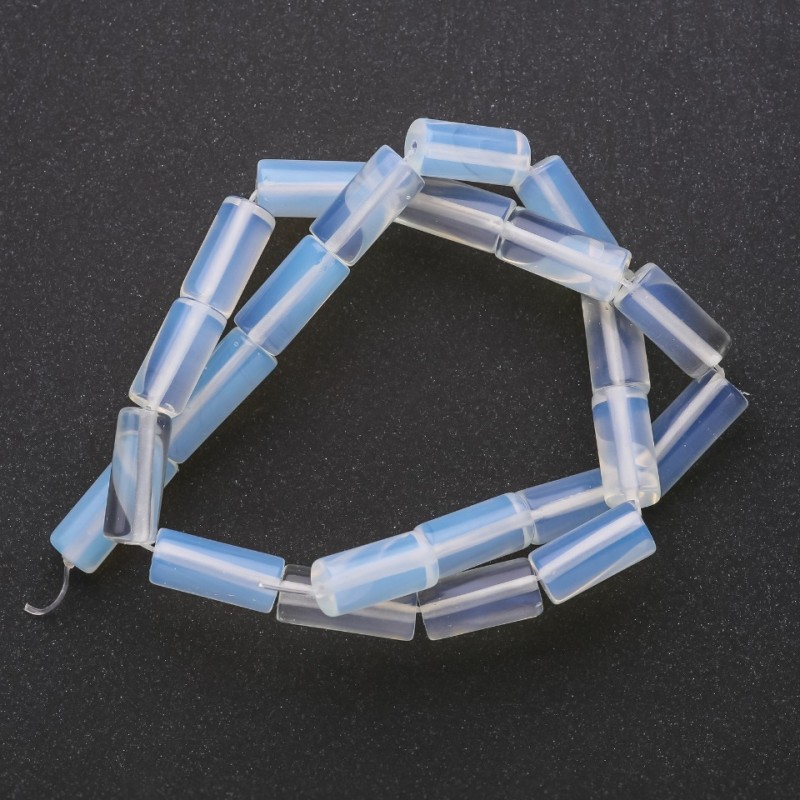Koraliki na nitce z kamienia księżycowego (syntetyczny) cylindryczne, średnica 8×16 mm, długość 38 cm +