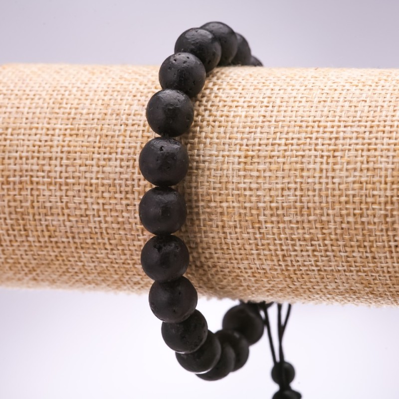 Bransoletka z lawy, średnica 10 mm, długość 18–24 cm, na ściągaczu