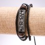Bransoletka z ekoskóry z czaszkami, regulowana, długość 18–24 cm, czarna