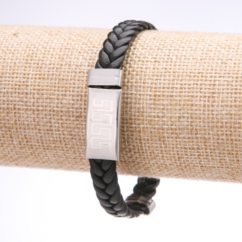 Bransoletka unisex z greckim ornamentem ze stali