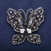 Wyprzedaż! Broszka «Motyl» z szarymi cyrkonami 55×57 mm, srebrzysty metal