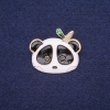 Wyprzedaż! Broszka Panda emalia kolor biały, czarny i zielony 28×24 mm żółty metal