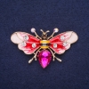Wyprzedaż! Broszka Motyl-pszczoła z emalią i strassami, z kamieniem, kolor czerwony, biały, żółty, czarny, malinowy, 53×30 mm, złocisty