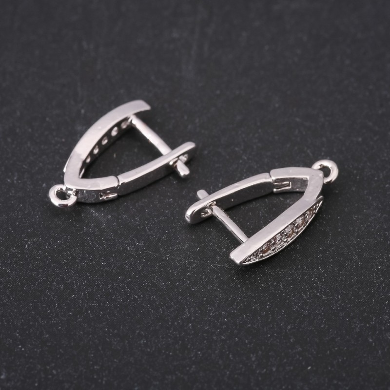 Zawieszki do kolczyków z cyrkoniami 19×4 mm, srebrny metal, cena za parę