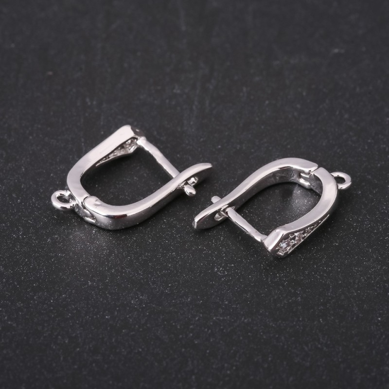 Haczyki do kolczyków z kryształami 17×4 mm, srebrzysty metal, cena za parę