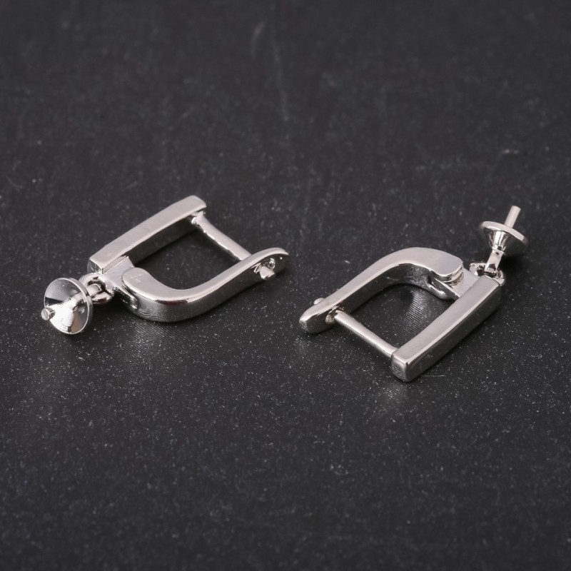 Zawieszki do kolczyków ze sztyftem 15×20×2 mm, srebrzysty metal, cena za parę