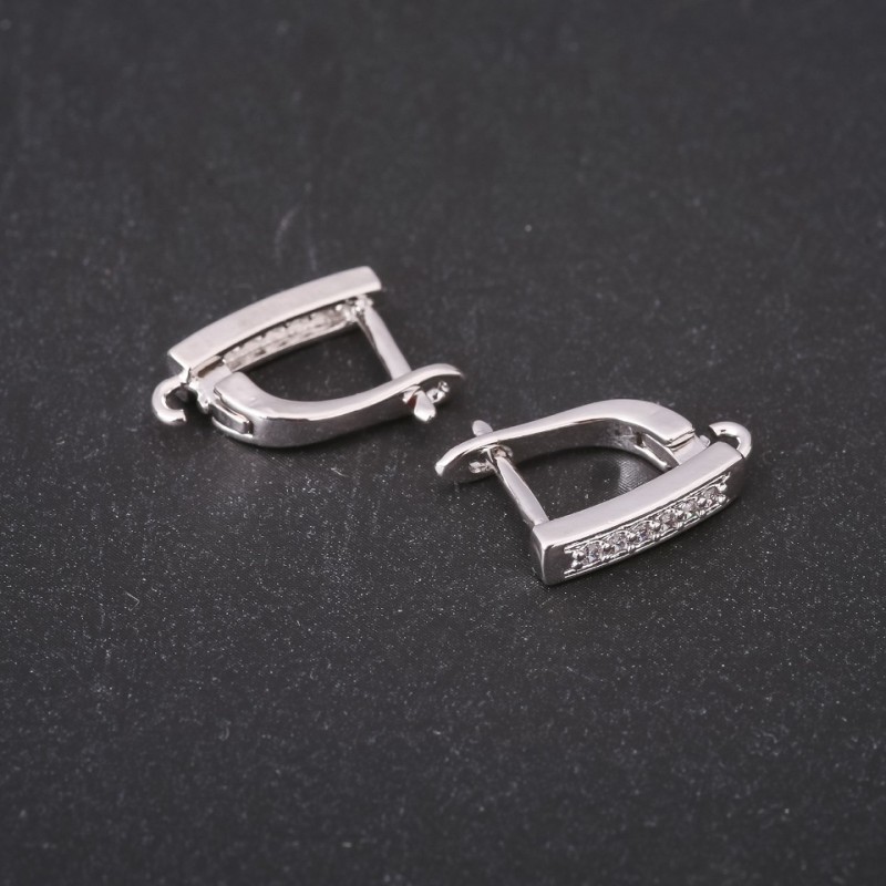 Sztyfty do kolczyków z cyrkoniami 14–17×3 mm, metal w kolorze srebrnym