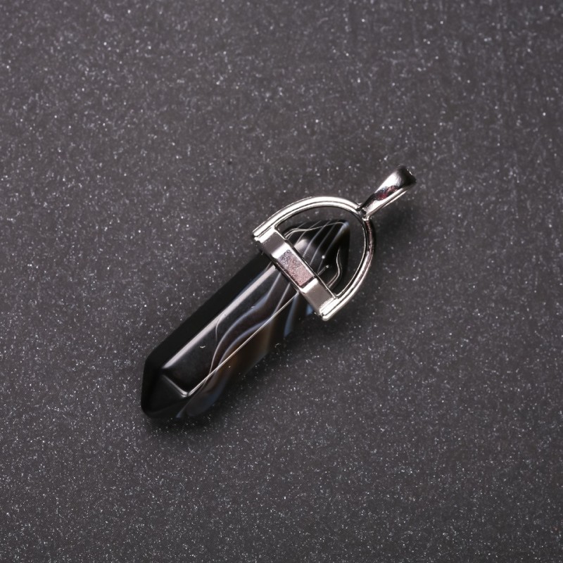 Zawieszka z agatu w kształcie sześciokąta 8×30×40 mm