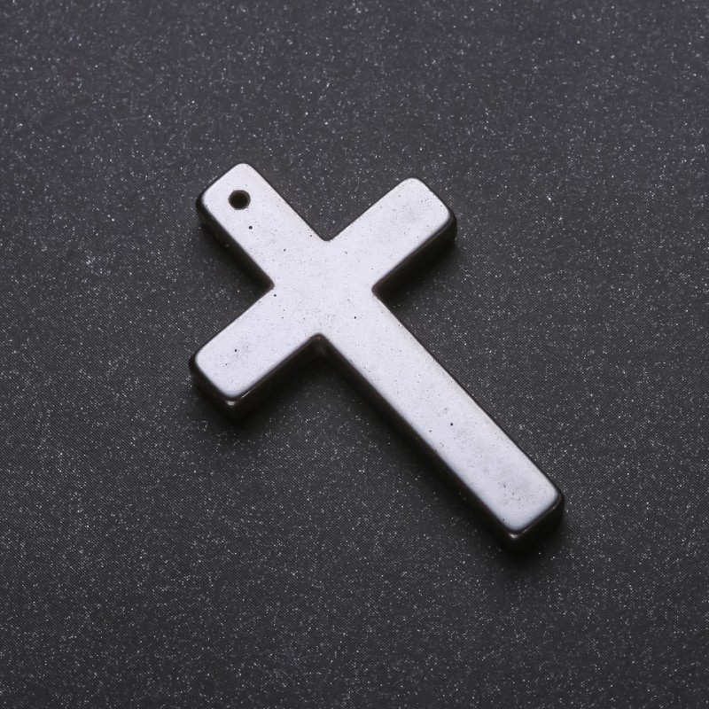 Wisiorek krzyż z hematytu 27×43×4 mm