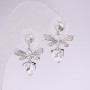 Kolczyki sztyfty „Motylki” seria 925, kamienie - cyrkonie, kolor biały, 23×17 mm, metal srebrzysty