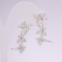 Kolczyki na klipsy Motyle, seria 925, z białymi kryształami, kolor biały, 29×12 mm, metal srebrzysty