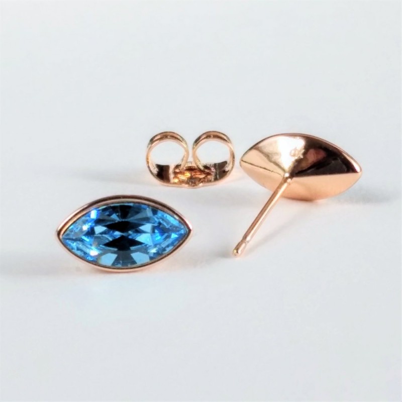 Kolczyki Xuping sztyfty kuleczki z kryształami Swarovski, kolor błękitny, średnica 6×11 mm, pozłacane
