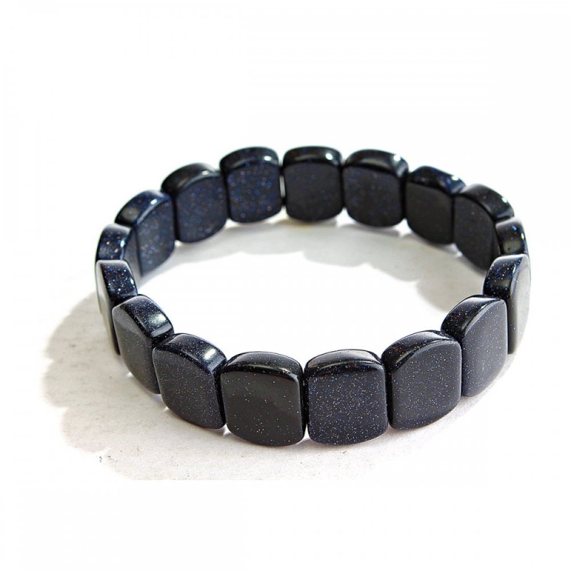 Bransoletka na gumce z awenturytu syntetycznego, Niebieski Piasek – Noc Kairu, 13×18 mm