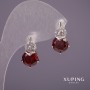 Kolczyki Xuping z czerwonym kamieniem, rodowane 18×10 mm
