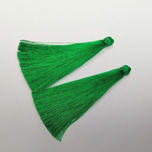Zielony frędzel do rękodzieła, długość 7 cm, średnica 7 mm (para)