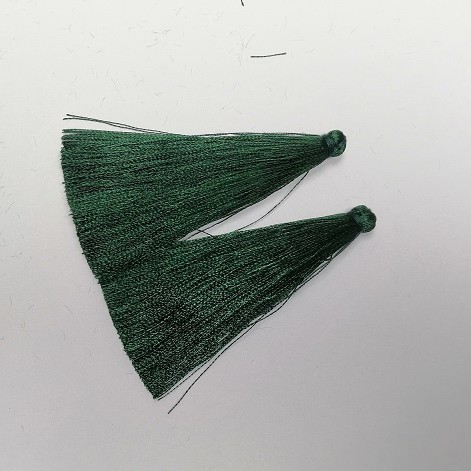 Zestaw do rękodzieła: Frędzle „Głębia Szmaragdowa”, długość 7 cm, średnica 7 mm, para